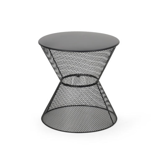 Nevada Matte Black Iron Side Table Outdoor Accent Table for Patio and Home