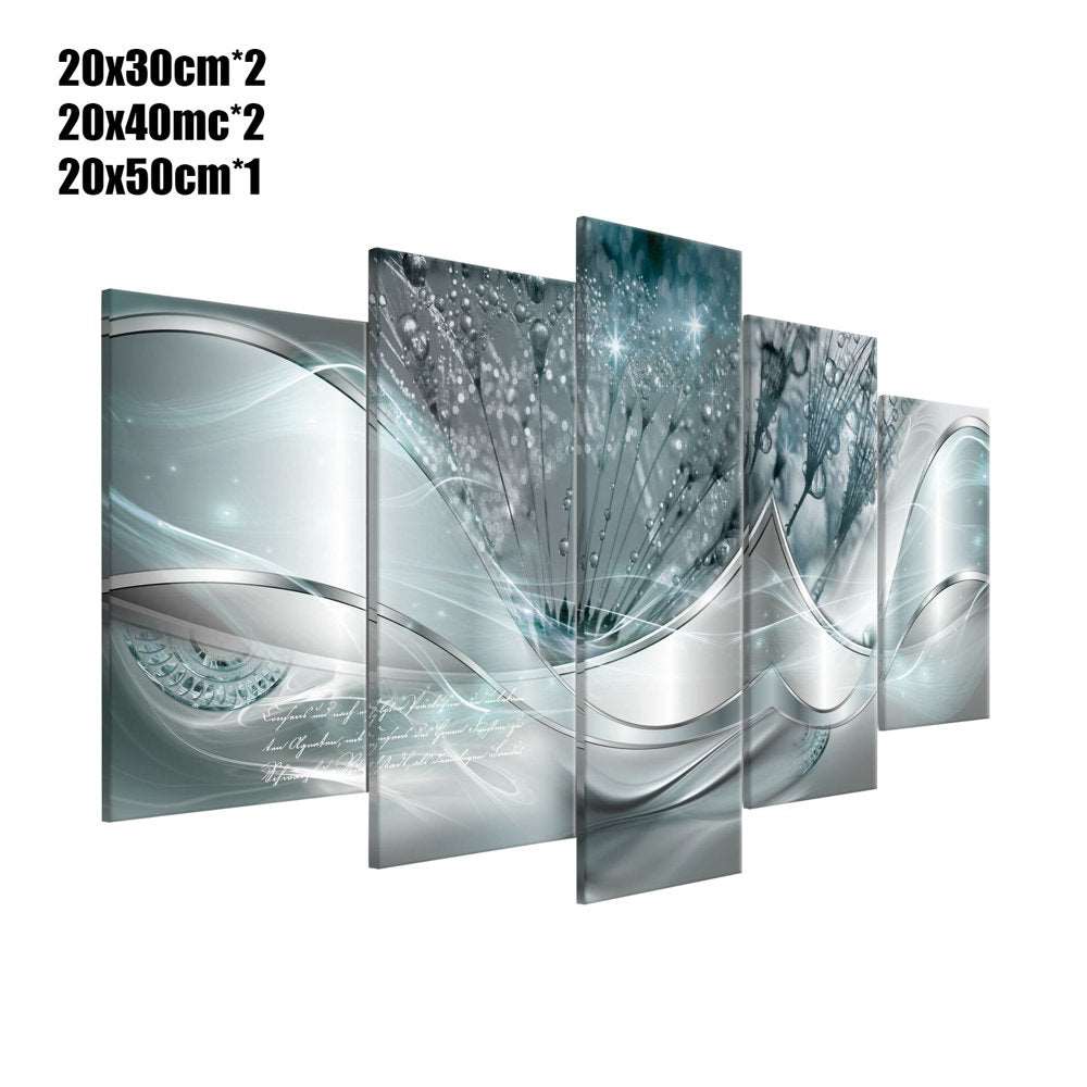 Set of 5 Abstract Flower Canvas Background Wall-Art
