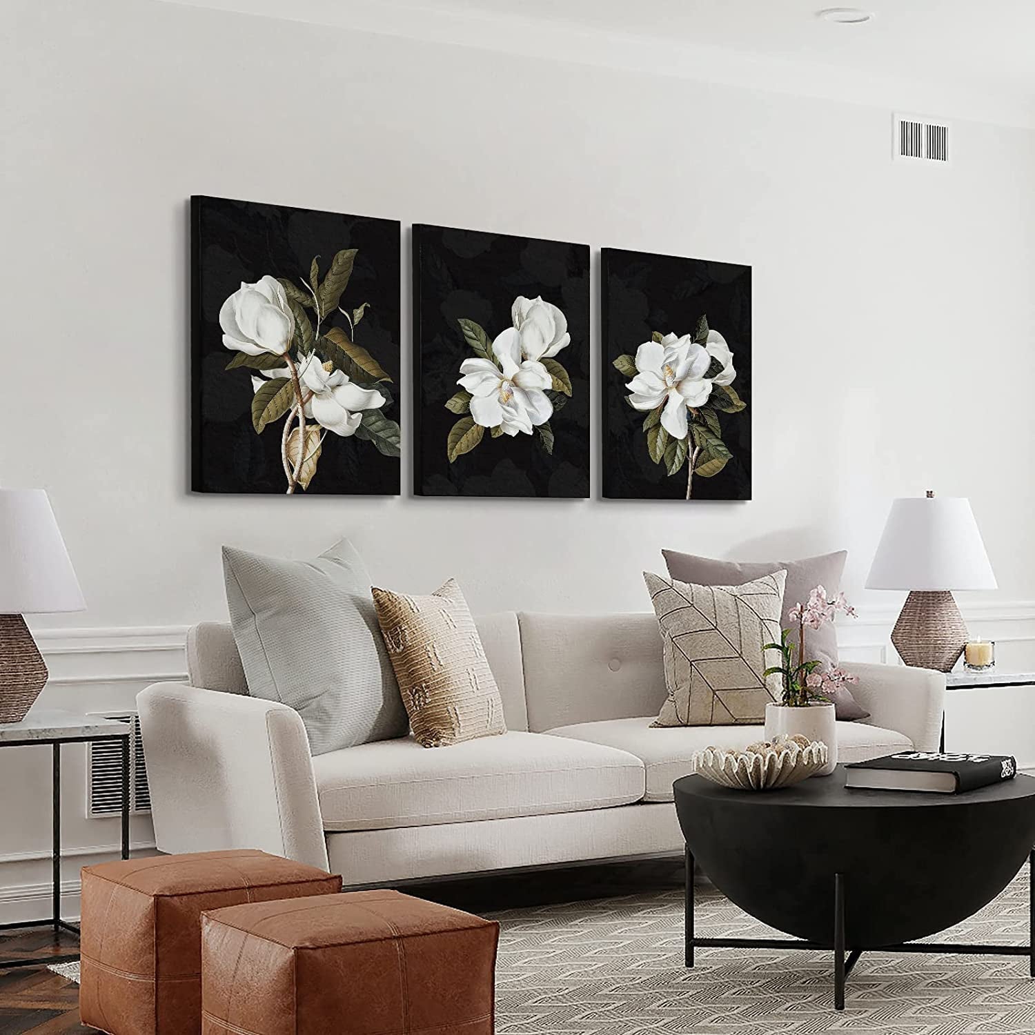 3 Pcs Magnolia Flowers Canvas Wall Art (Frameless)