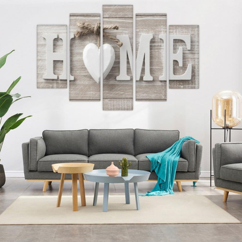 White Home Sweet Heart Modern Abstract Wall Art - Without Frame