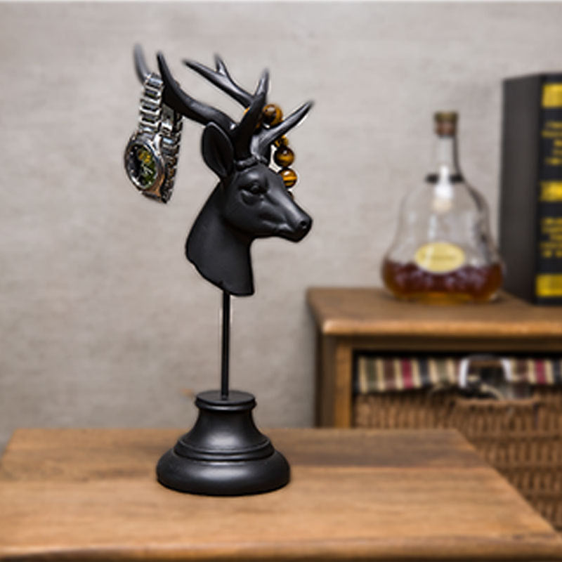 Resin Deer Head Statue Home Decoration Animal Figurine Table Decor