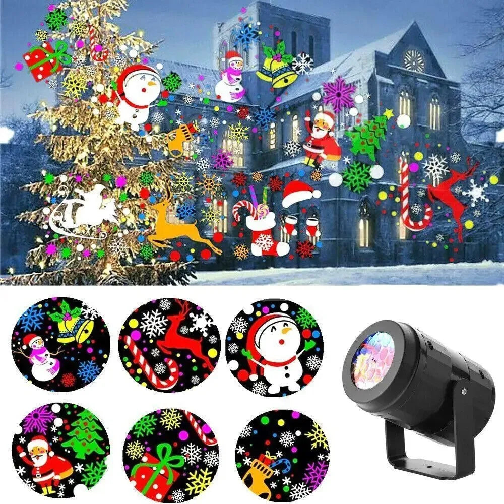 LED Christmas Projector Lights Snowflake Stage Lamp Outdoor Xmas Decor