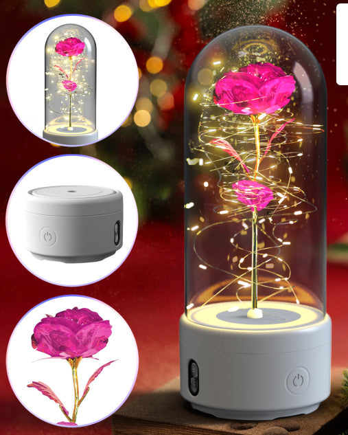 Luminous Rose Night Light & Speaker – Romantic Flower Lamp Gift for Her