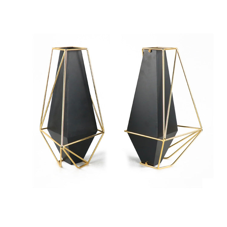 Geometric Metal Vase – Retro Iron Electroplated | European Style Home Decor | 2 Sizes