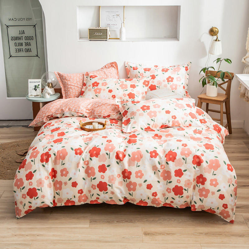 Splendas Floral Cotton Bed Linen Set Soft Breathable 4-Piece Duvet Cover | Twin Queen King