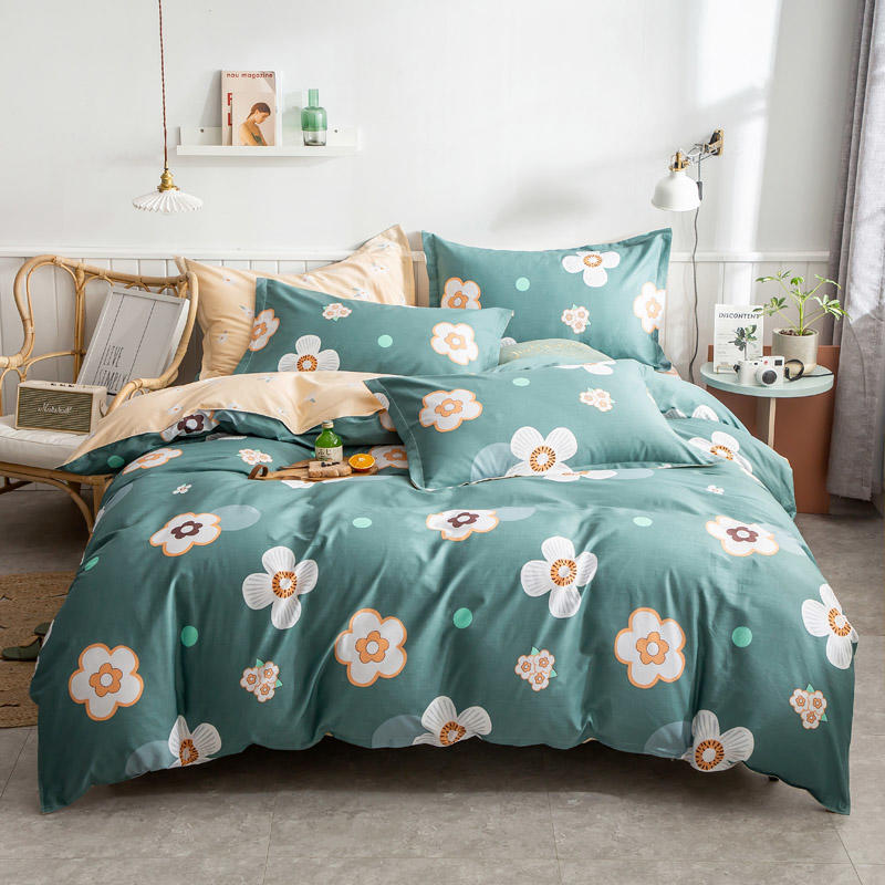 Splendas Floral Cotton Bed Linen Set Soft Breathable 4-Piece Duvet Cover | Twin Queen King