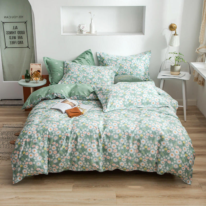 Splendas Floral Cotton Bed Linen Set Soft Breathable 4-Piece Duvet Cover | Twin Queen King