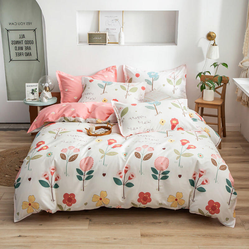 Splendas Floral Cotton Bed Linen Set Soft Breathable 4-Piece Duvet Cover | Twin Queen King