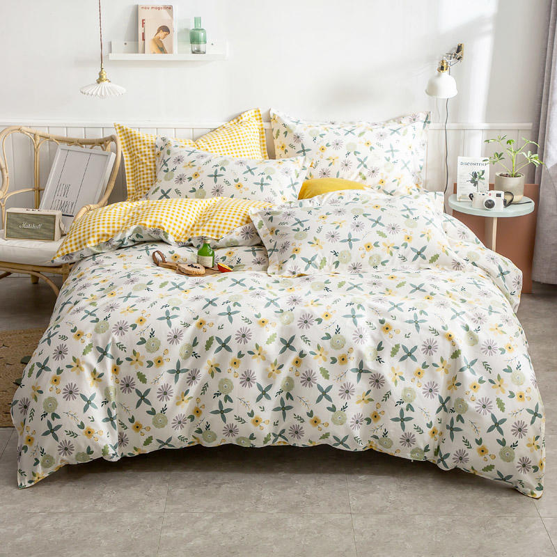 Splendas Floral Cotton Bed Linen Set Soft Breathable 4-Piece Duvet Cover | Twin Queen King