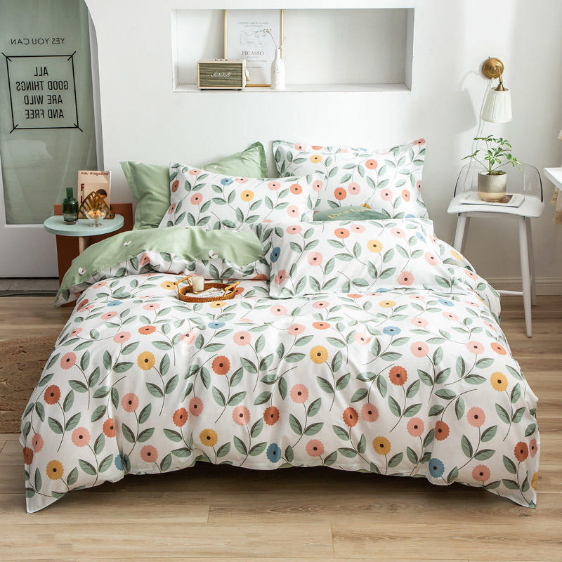 Splendas Floral Cotton Bed Linen Set Soft Breathable 4-Piece Duvet Cover | Twin Queen King
