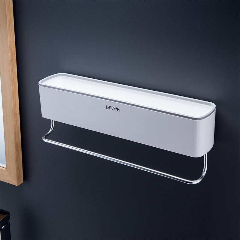 Nordic Bathroom Shelf No Drill - Wall Mount Storage Rack with Optional Towel Bar | Black and Gray