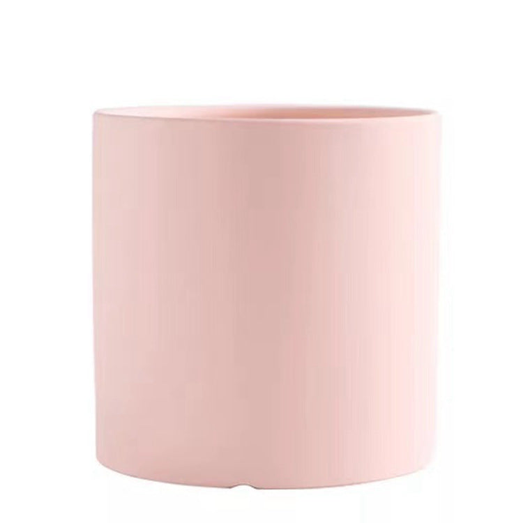 Nordic Colorful Ceramic Cylindrical Shape Flower Pot With Hole Tray