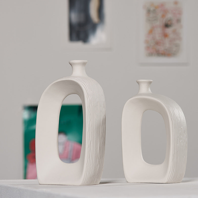 White Ceramic Vase – Modern Minimalist Design | 3 Sizes | Floor, Desktop & Wall Mount