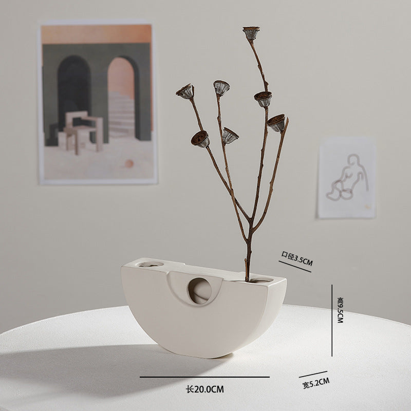 Ceramic Dried Flower Vase – Sculptural Modern Design | White, Malachite Green & Beige | 6 Styles