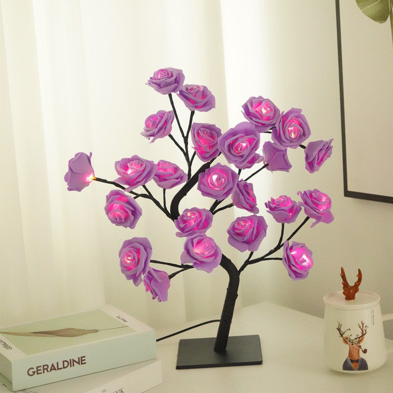 Fiber Optic Flower Tree Night Light USB LED Bonsai Lamp for Room Decoration and Gifting