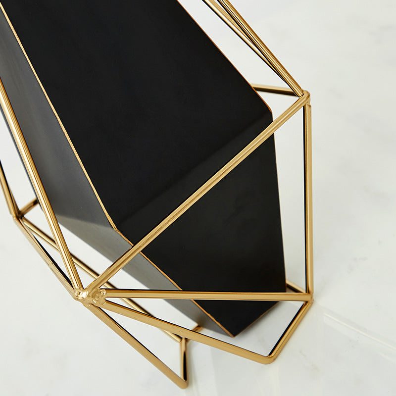 Geometric Metal Vase – Retro Iron Electroplated | European Style Home Decor | 2 Sizes
