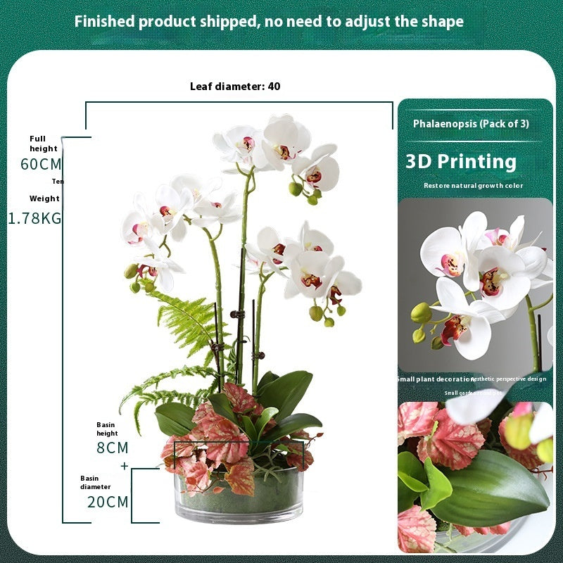 Artificial Phalaenopsis Orchid Potted Plant Decor