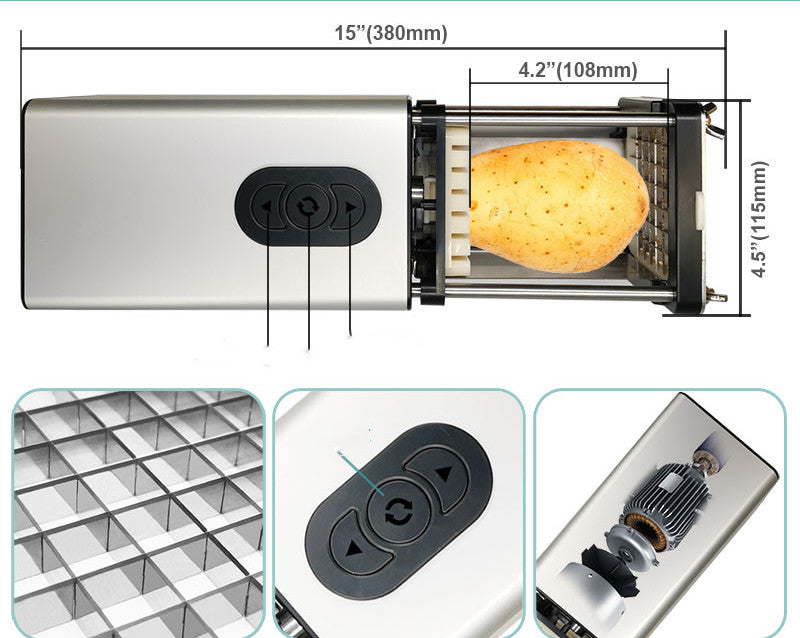 Electric French Fry Cutter Stainless Steel Vegetable Potato Slicer Kitchen Tool