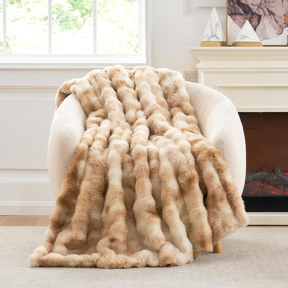 Splendas Tie Dye Throw Blanket Soft Faux Fur Cozy Blanket for Bed & Sofa