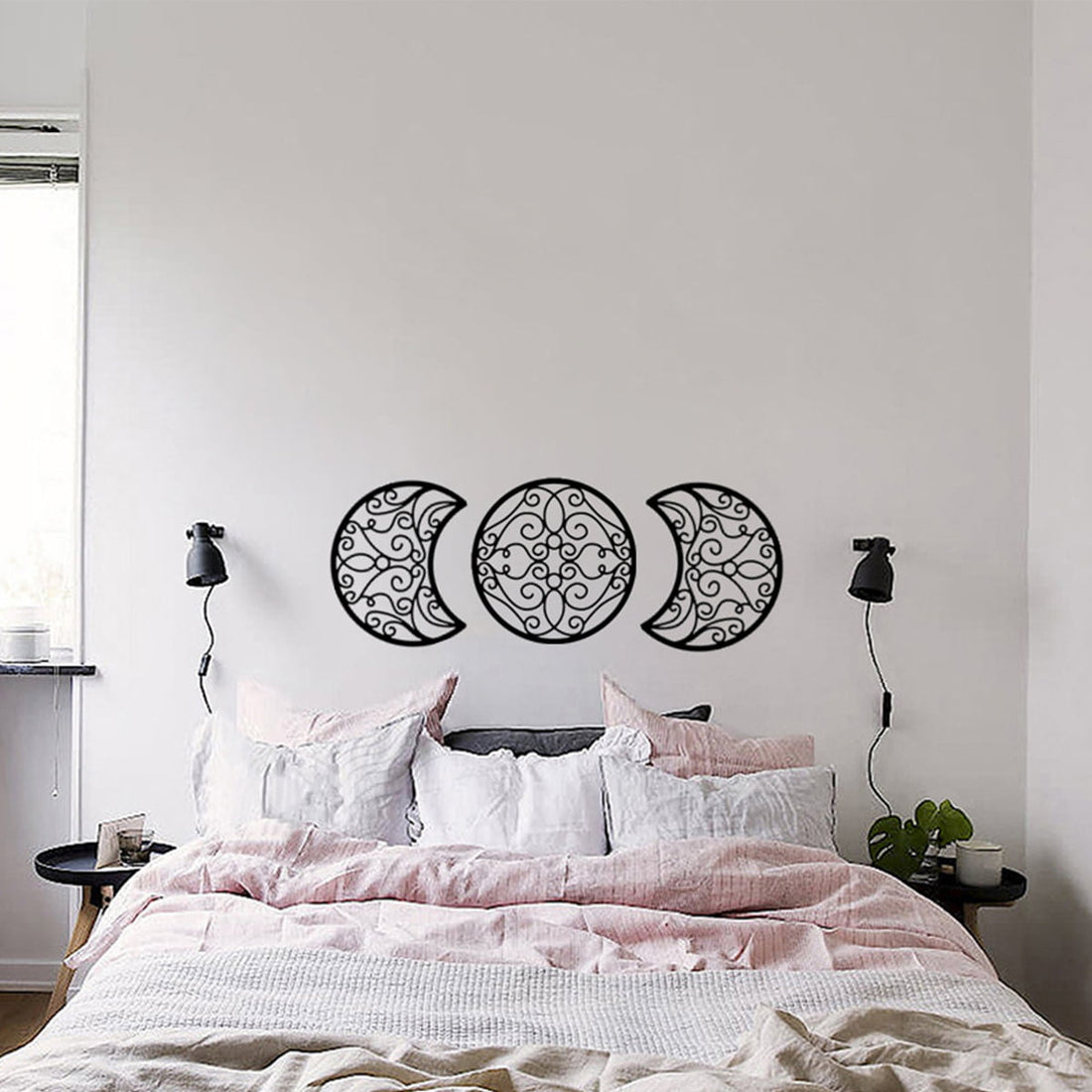 BUTORY 5Pcs Hollow Moon Phases Wall Art