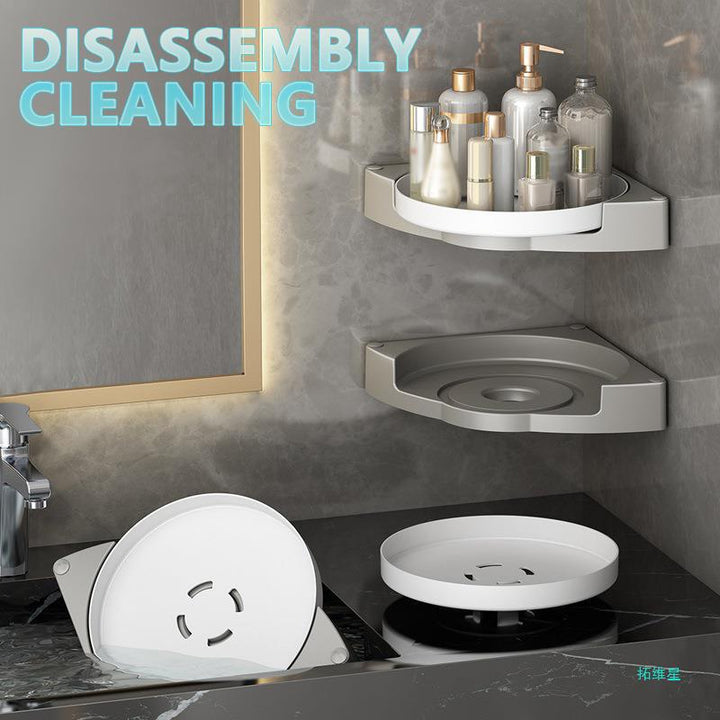360 Rotating Bathroom Shelf - No Drill Wall Mount Organizer | 1 and 2 Layer