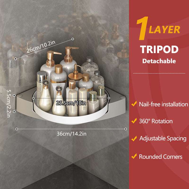 360 Rotating Bathroom Shelf - No Drill Wall Mount Organizer | 1 and 2 Layer