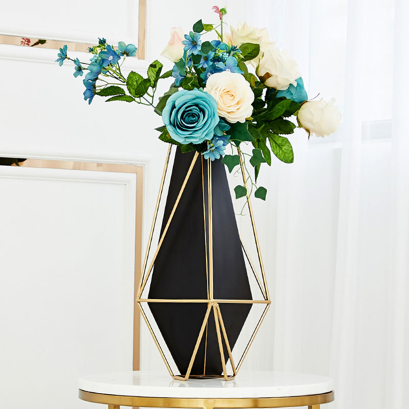 Geometric Metal Vase – Retro Iron Electroplated | European Style Home Decor | 2 Sizes