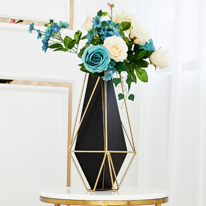 Geometric Metal Vase – Retro Iron Electroplated | European Style Home Decor | 2 Sizes