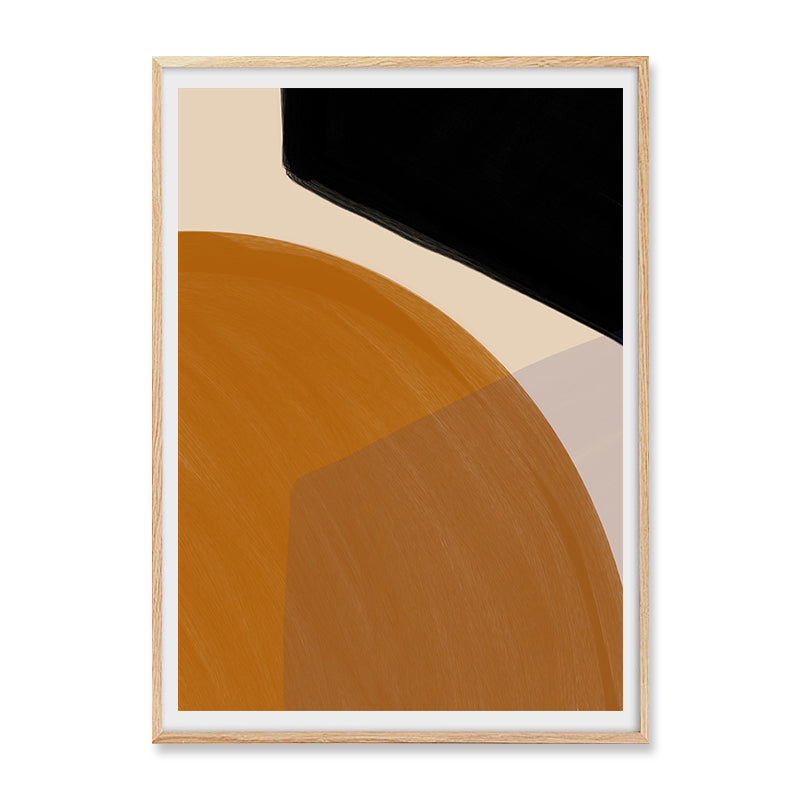 Abstract Stone Geometry Orange Black Color Block Canvas Wall Art
