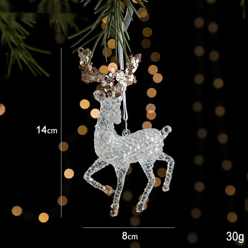 Transparent Christmas Decor Sequins Acrylic Pendant Elegant Hanging Ornaments