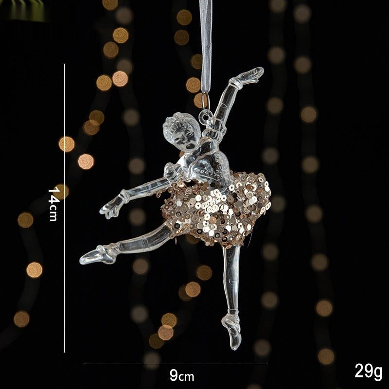 Transparent Christmas Decor Sequins Acrylic Pendant Elegant Hanging Ornaments