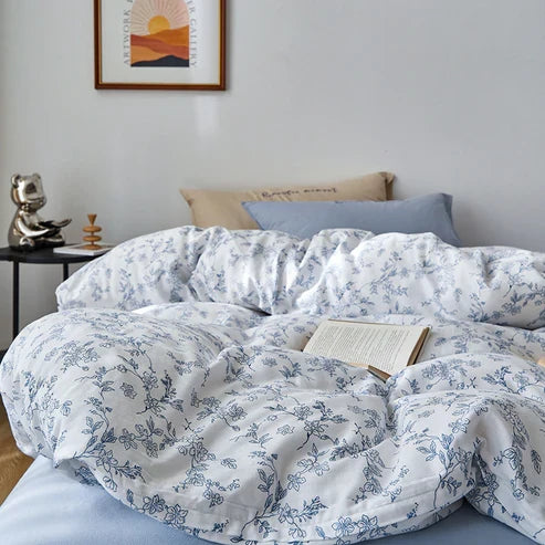 Splendas 4-Piece Cotton Bedding Set Double Layer Soft Breathable | Queen King