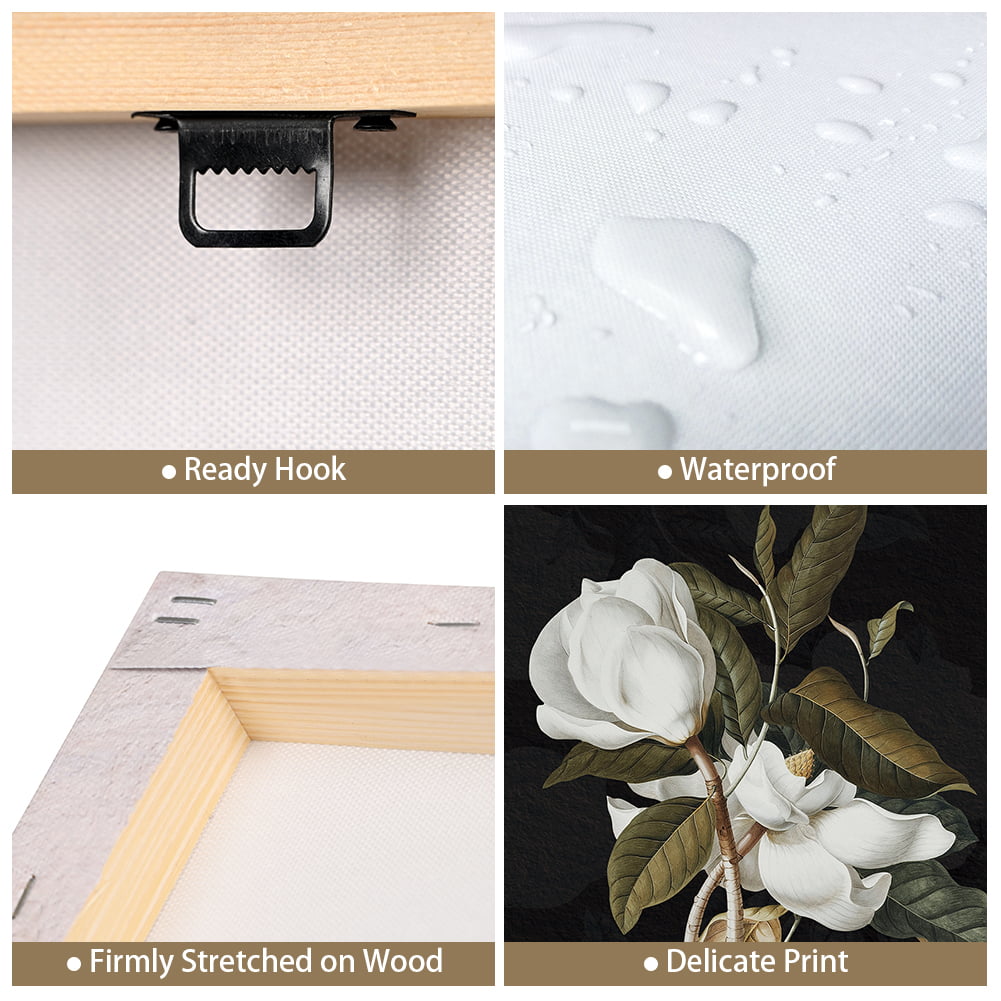 3 Pcs Magnolia Flowers Canvas Wall Art (Frameless)