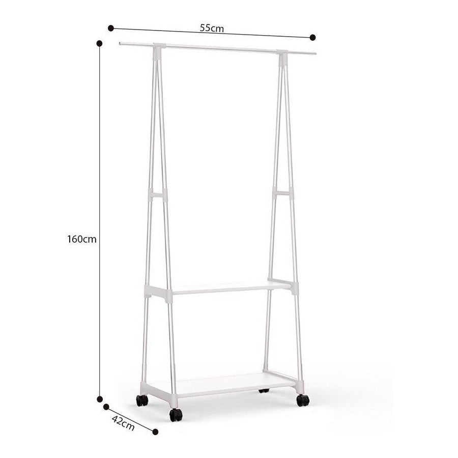 Triangle Floor Coat Rack with Wheels & Multi-Layer Storage