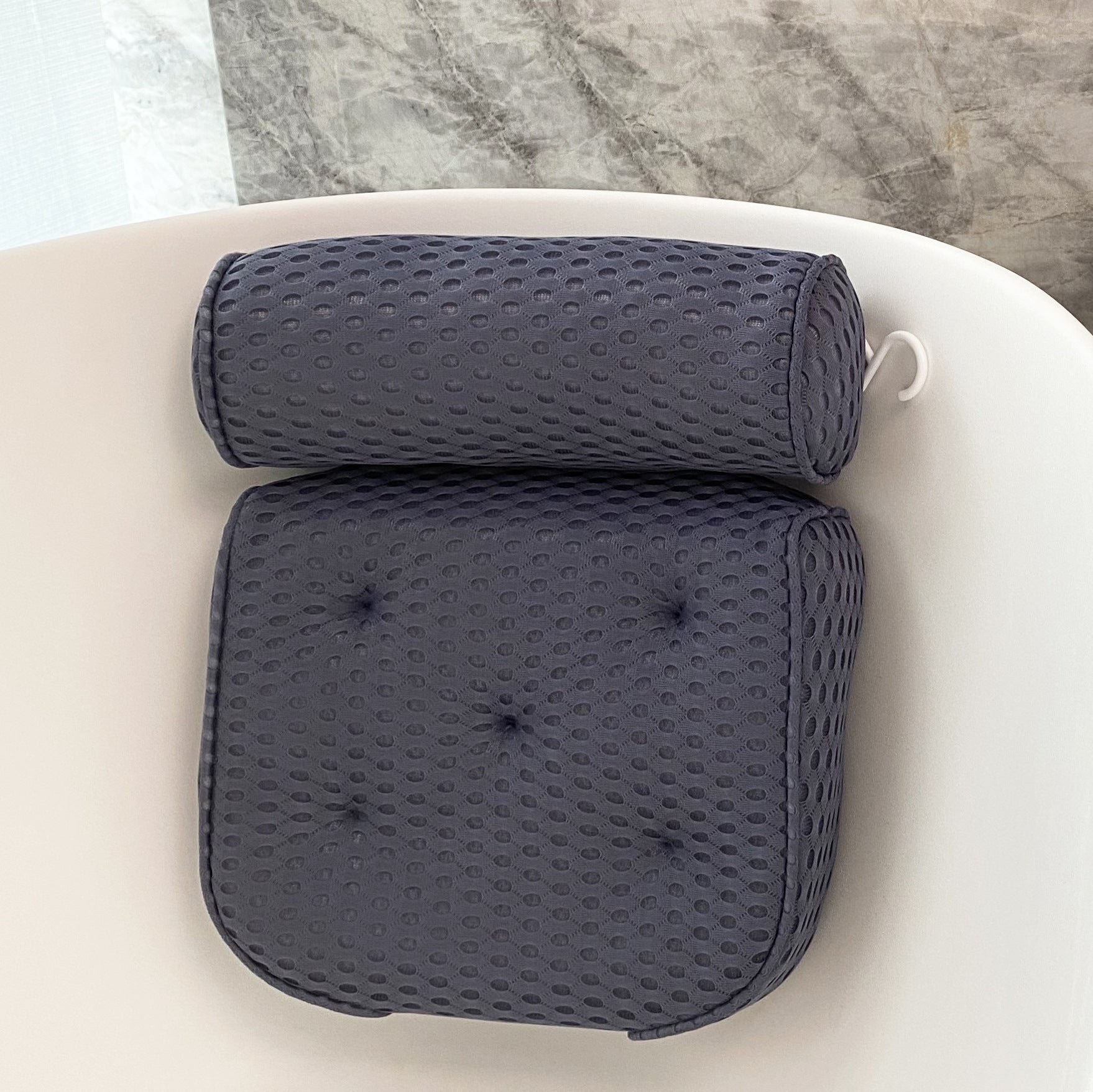 4D Mesh Bathtub Pillow with 7 Suction Cups - Spa Bath Pillow for Neck and Back Support
