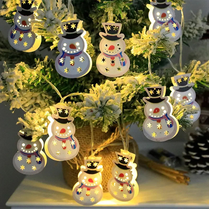 Santa Claus String Lights Christmas LED Light Elk Snowman Xmas Ornament Decoration