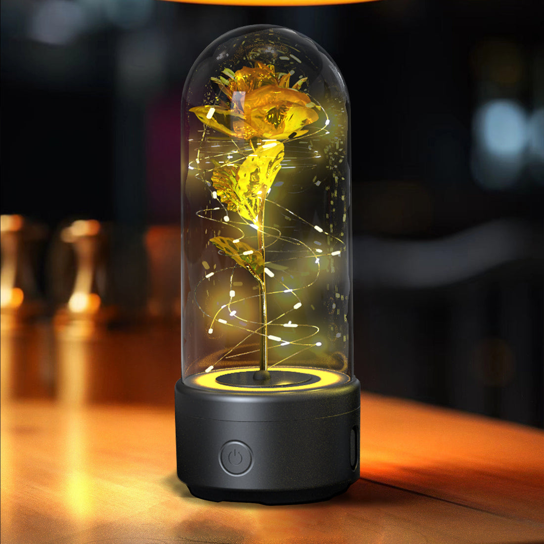 Luminous Rose Night Light & Speaker – Romantic Flower Lamp Gift for Her