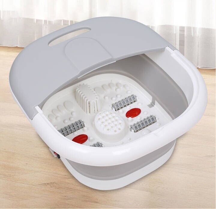Electric Foot Spa Bath Massager 500W Infrared Heat Bubbles and Reflexology Roller