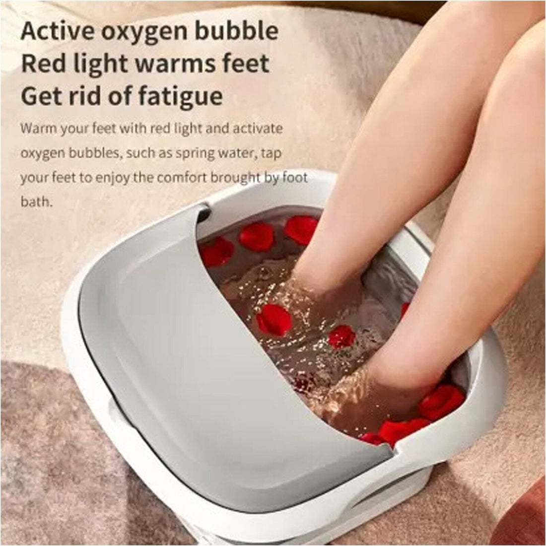 Electric Foot Spa Bath Massager 500W Infrared Heat Bubbles and Reflexology Roller