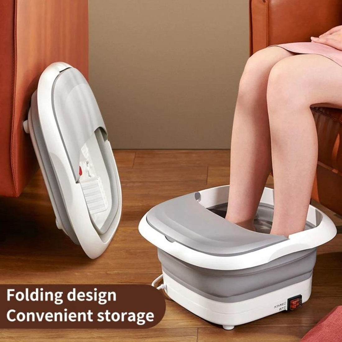 Electric Foot Spa Bath Massager 500W Infrared Heat Bubbles and Reflexology Roller