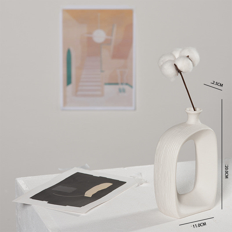 White Ceramic Vase – Modern Minimalist Design | 3 Sizes | Floor, Desktop & Wall Mount