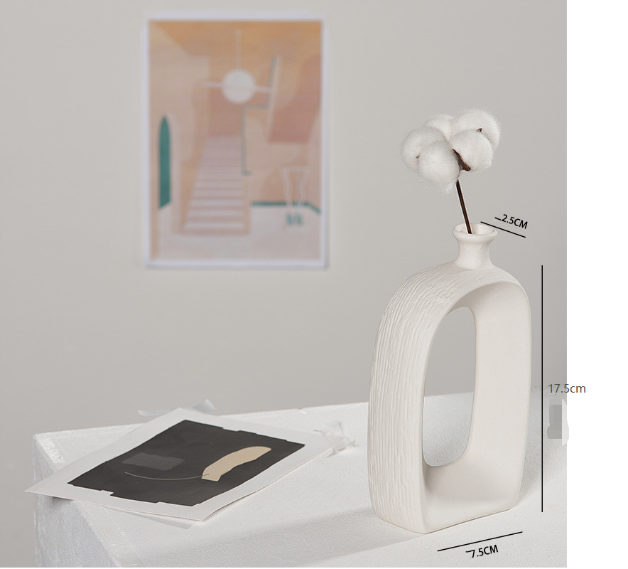 White Ceramic Vase – Modern Minimalist Design | 3 Sizes | Floor, Desktop & Wall Mount