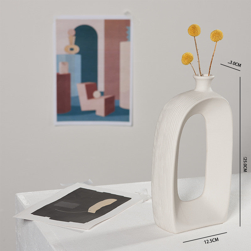 White Ceramic Vase – Modern Minimalist Design | 3 Sizes | Floor, Desktop & Wall Mount
