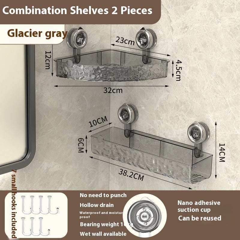 Suction Cup Shower Shelf - No Drill Corner Bathroom Caddy | 9 Styles