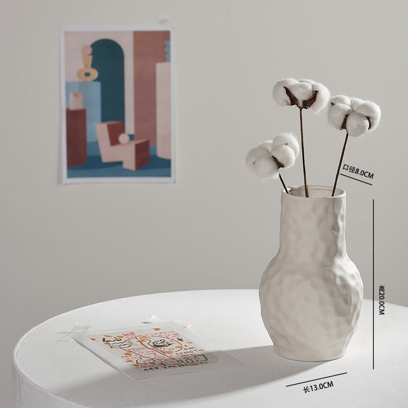 Ceramic Dried Flower Vase – Sculptural Modern Design | White, Malachite Green & Beige | 6 Styles