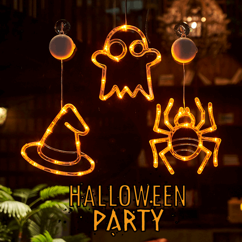 Halloween Window Hanging LED Lights – Spider, Pumpkin & Ghost Decorative Party Lights