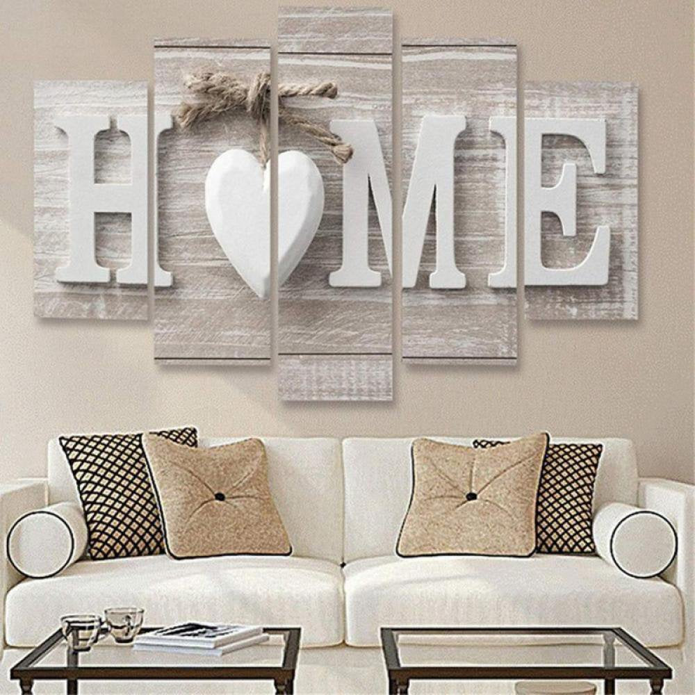 White Home Sweet Heart Modern Abstract Wall Art - Without Frame