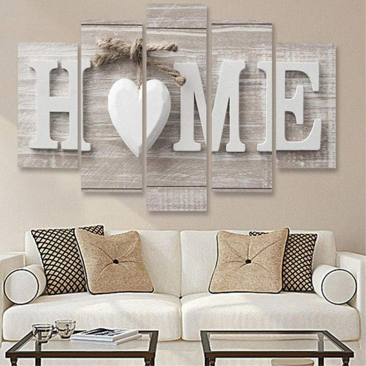 White Home Sweet Heart Modern Abstract Wall Art - Without Frame