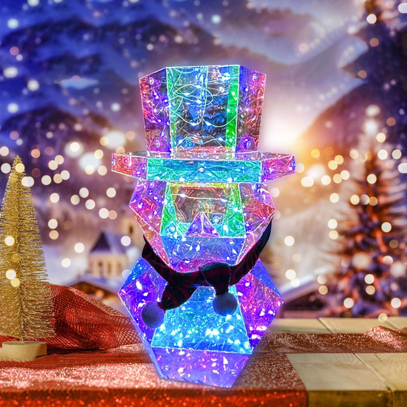 Santa Claus Night Light Colorful LED Glow Christmas Decor Table Ornament