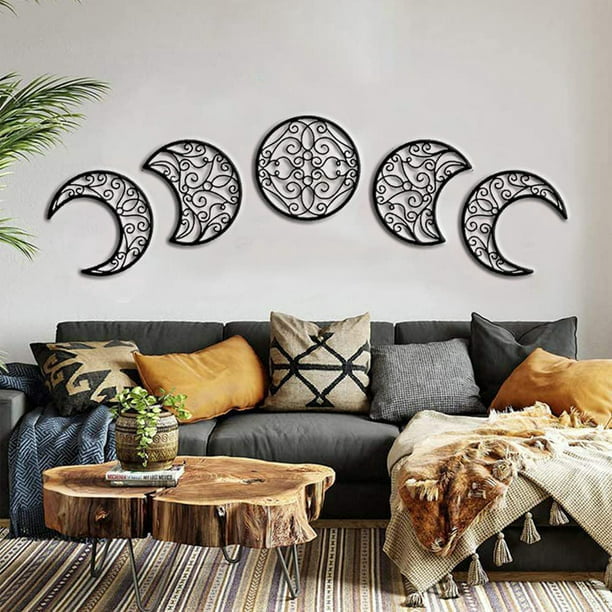 BUTORY 5Pcs Hollow Moon Phases Wall Art
